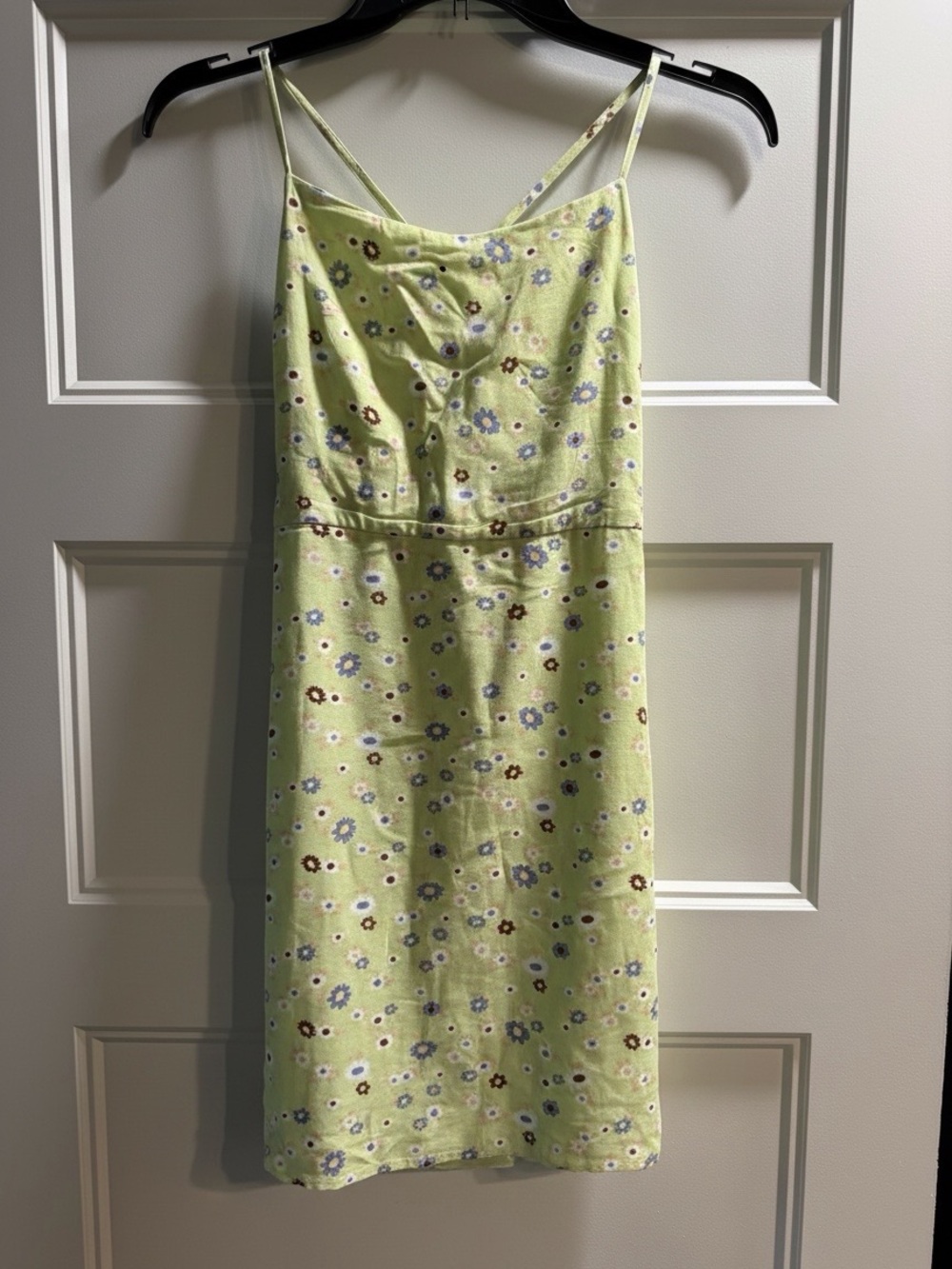 Kendall & Kylie Small Lime Green Floral Dainty Tie-Back Mini Dress
